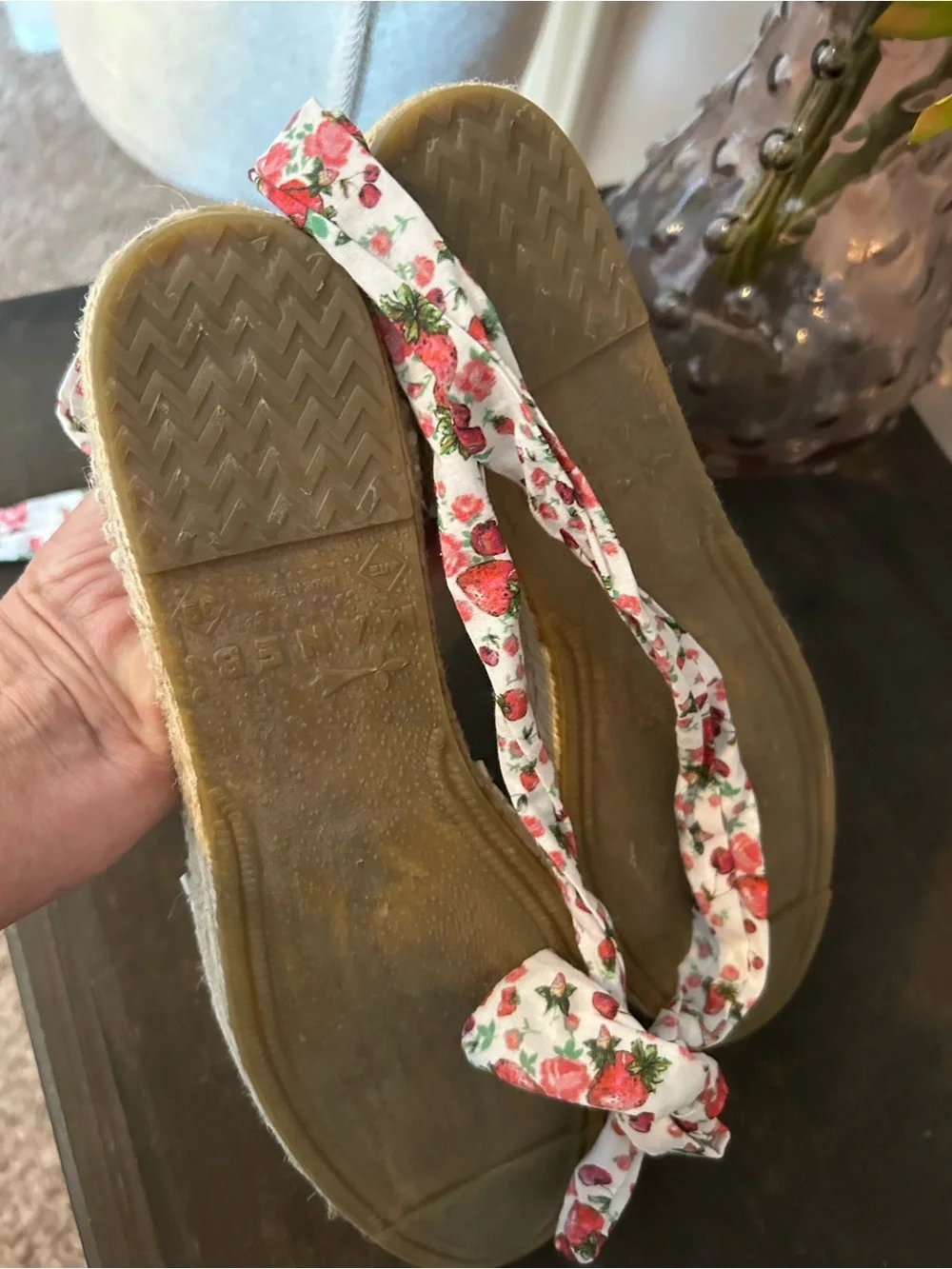 LOVESHACKFANCY X Manebi $195 Nordic Floral Tie-Ankle Espadrille(size 9)
